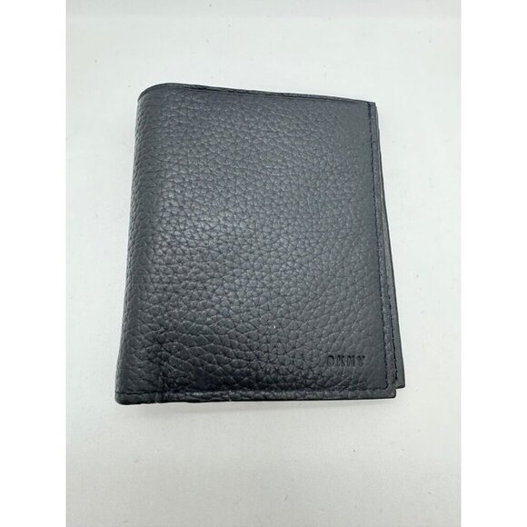 DKNY pebbled faux-leather foldable men's wallet cardcase RFID- Black/Dark navy - Picture 4 of 10